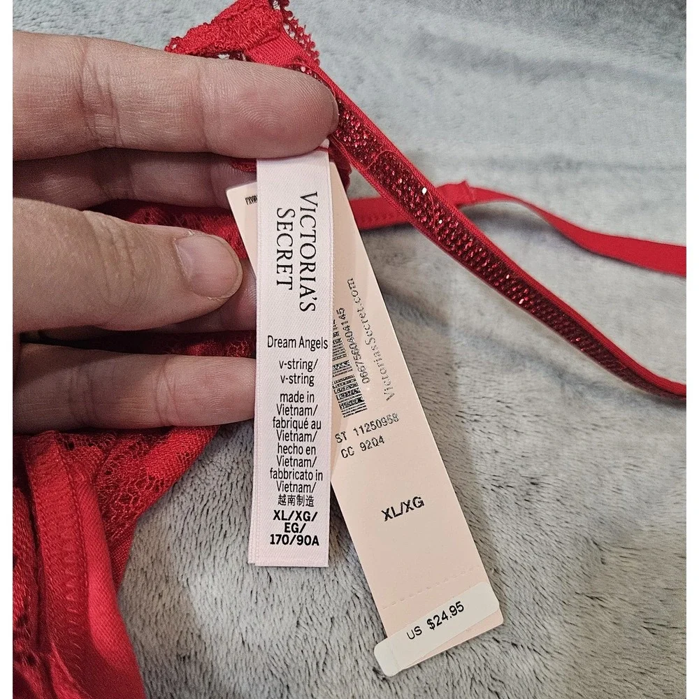 Victoria's Secret Women's Dream Angels Twinkle Lace V-String Thong XL - Picture 2 of 8